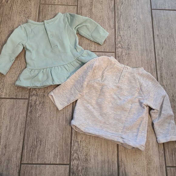 Jumping Beans and Carter's baby girl long sleeve tops grey and blue size 3-6M - Picture 4 of 7